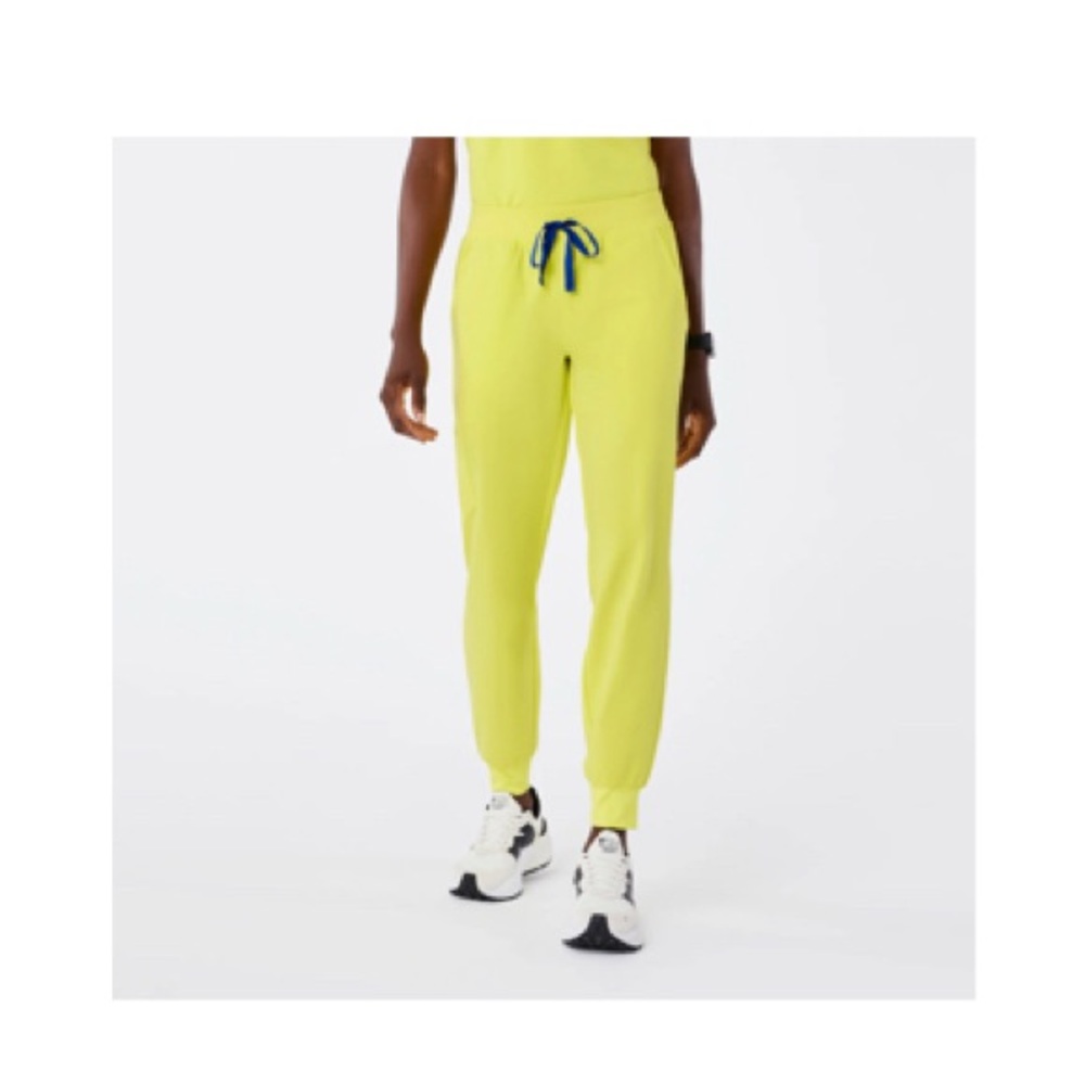Figs Yellow Track Pants with Drawstring Waistband and Tapered Legs